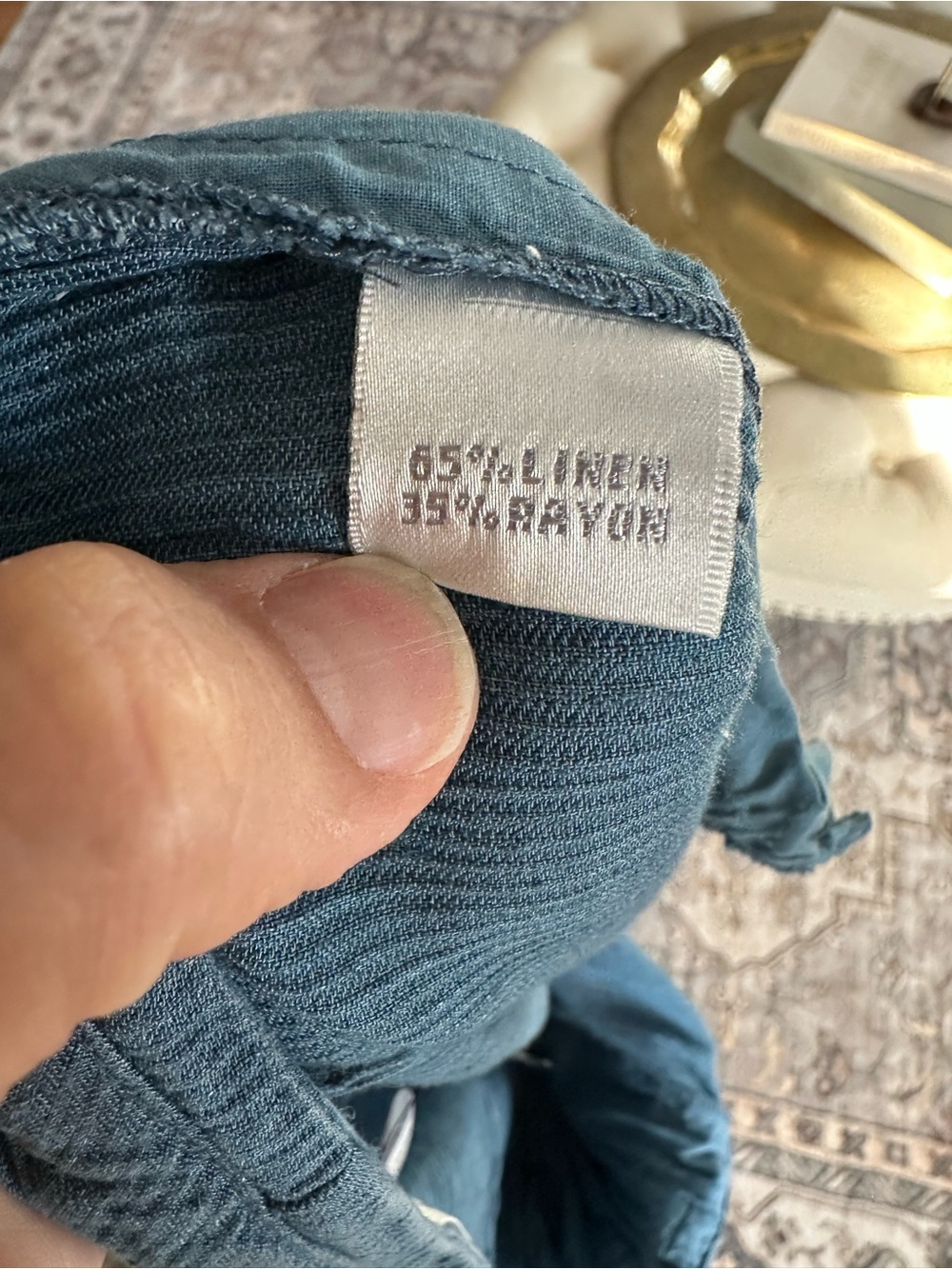 Ellen Tracy Linen Blend Wide-Leg Drawstring Pants in Denim Blue - Picture 8 of 9